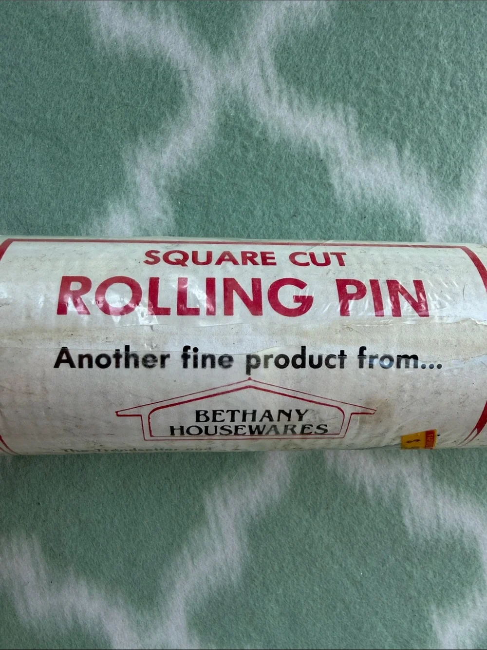 NWT Bethany Housewares Square Cut Rolling Pin with Red Handles